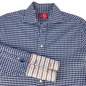 RUFUS M French Cuff Flip Cuff Button Textured Long Sleeve Men DRESS Shirt RETRO